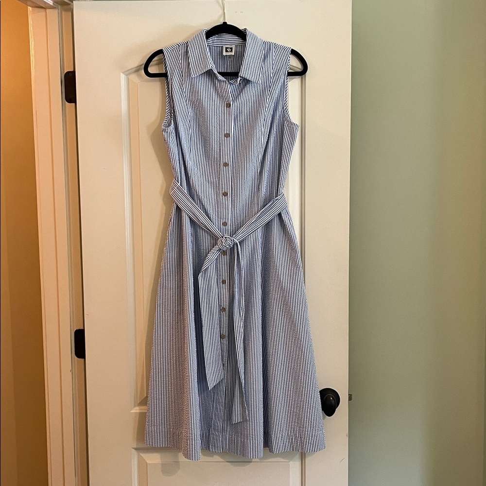 Anne Klein Light Blue and White Striped Dress